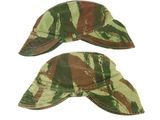 two hats with camouflage print on them sitting next to each other