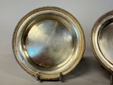 pair of antique silver plate with beaded edge on stand