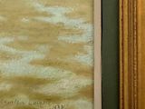 an image of a painting of a person on a beach with a surfboard