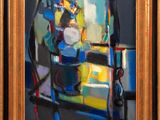 an image of a painting of a vase of flowers on a table