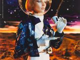 une publicité pour le café Lavatta mettant en scène une femme en combinaison spatiale