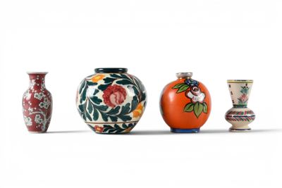 three vases that are sitting next to each other