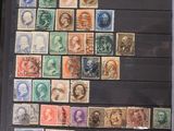 a picture of a collection of stamps on a table