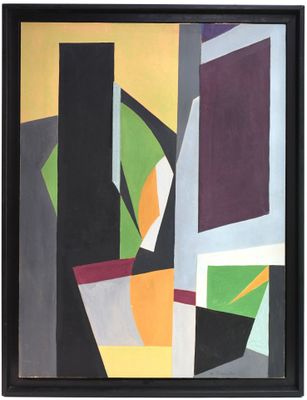 a painting of a vase and a vase of flowers on a table