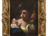 a painting of a woman holding a baby in her arms