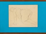 une image représentant un dessin d'une femme nue dans un cadre bleu