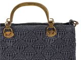 a close up of a handbag on a white background