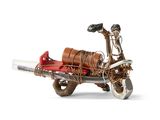 a scooter with a basket on the back of it