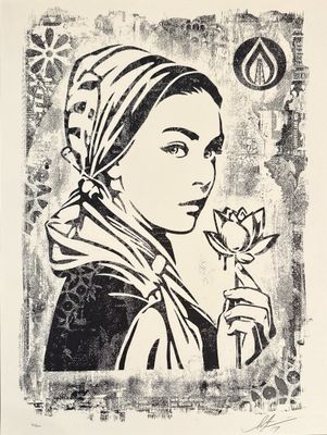 black and white drawing of a woman with a flower in her hand