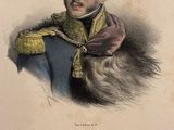 an old drawing of a man in a military uniform