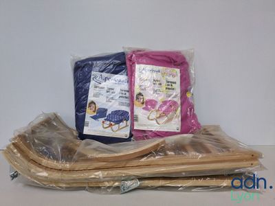 a bag of yarn and a bag of crochets on a table