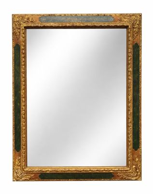 GRAND MIROIR RECTANGULAIRE en bois mouluré, sculpté, laqué v…