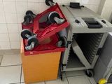 a small kitchen with a stove and a microwave in it