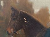 a painting of a horse with a bridle on it ' s head