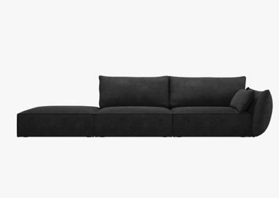 Canapé 3 places KAELLE MICADONI , en tissu chenille noir , d…