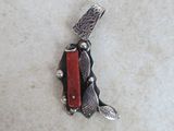 sterling silver and coral pendant with red coral