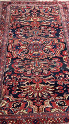 Tapis Iran Malayer ancien vers 1950 fond bleu marine 204 X 1…