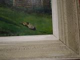 une photo d'un tableau représentant un chien dans un champ