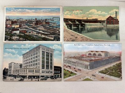 plusieurs anciennes cartes postales représentant des bâtiments et un pont enjambant une rivière