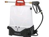 a close up of a white and red sprayer on a white background