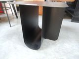 an image of a black table with a wooden top