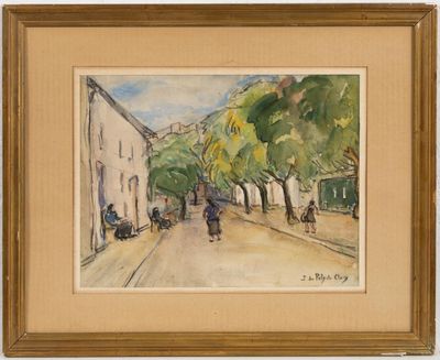une image d'un tableau représentant des personnes marchant dans une rue