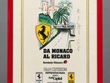 a red frame with a picture of a ferrari logo on it