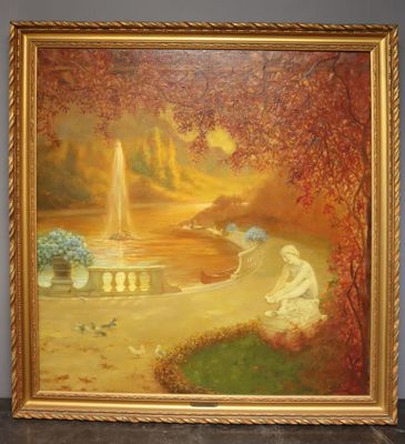 Albert Lorieux (né en 1962) Le parc en automne Toile signée …