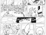 une page tirée d'une bande dessinée représentant, en noir et blanc, un groupe de personnes dans un cirque