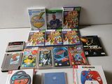 a lot of video games and games on the table
