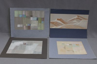 three cards with a picture of mountains on them and a picture of a mountain