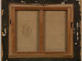 an image of a painting of a window with a brown frame
