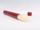 an image of a red brush with a white bristles on it