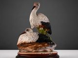 deux oiseaux assis l'un sur l'autre