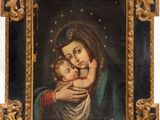 a painting of a woman holding a child in her arms