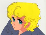 cellule d'animation représentant une jeune fille blonde aux yeux bleus