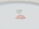 a white plate with a red and green design on it