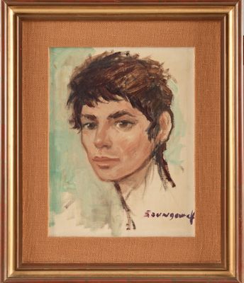 tableau représentant une femme aux cheveux tressés, vêtue d'une chemise blanche