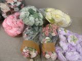 many different types of flowers in bags on the floor