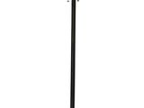a black floor lamp with a glass top and a metal base