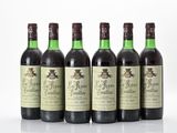 six bottles of wine are lined up on a white surface