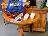 a small table with a bunch of items on it