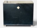 an image of a black cabinet with a diamond on the door