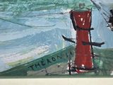 a painting of a red fire hydrant on the beach