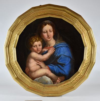 une image d'un tableau représentant une femme tenant un enfant dans ses bras