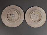 two plates that are sitting on a table