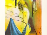tableau représentant une femme assise dans un hamac dans une pièce jaune