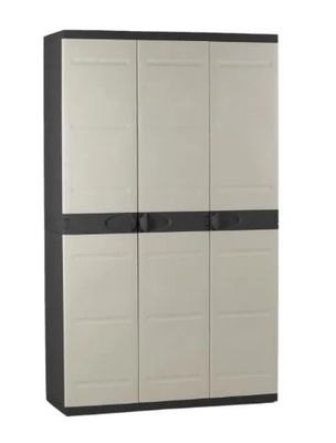une armoire blanche et noire à deux portes et deux tiroirs