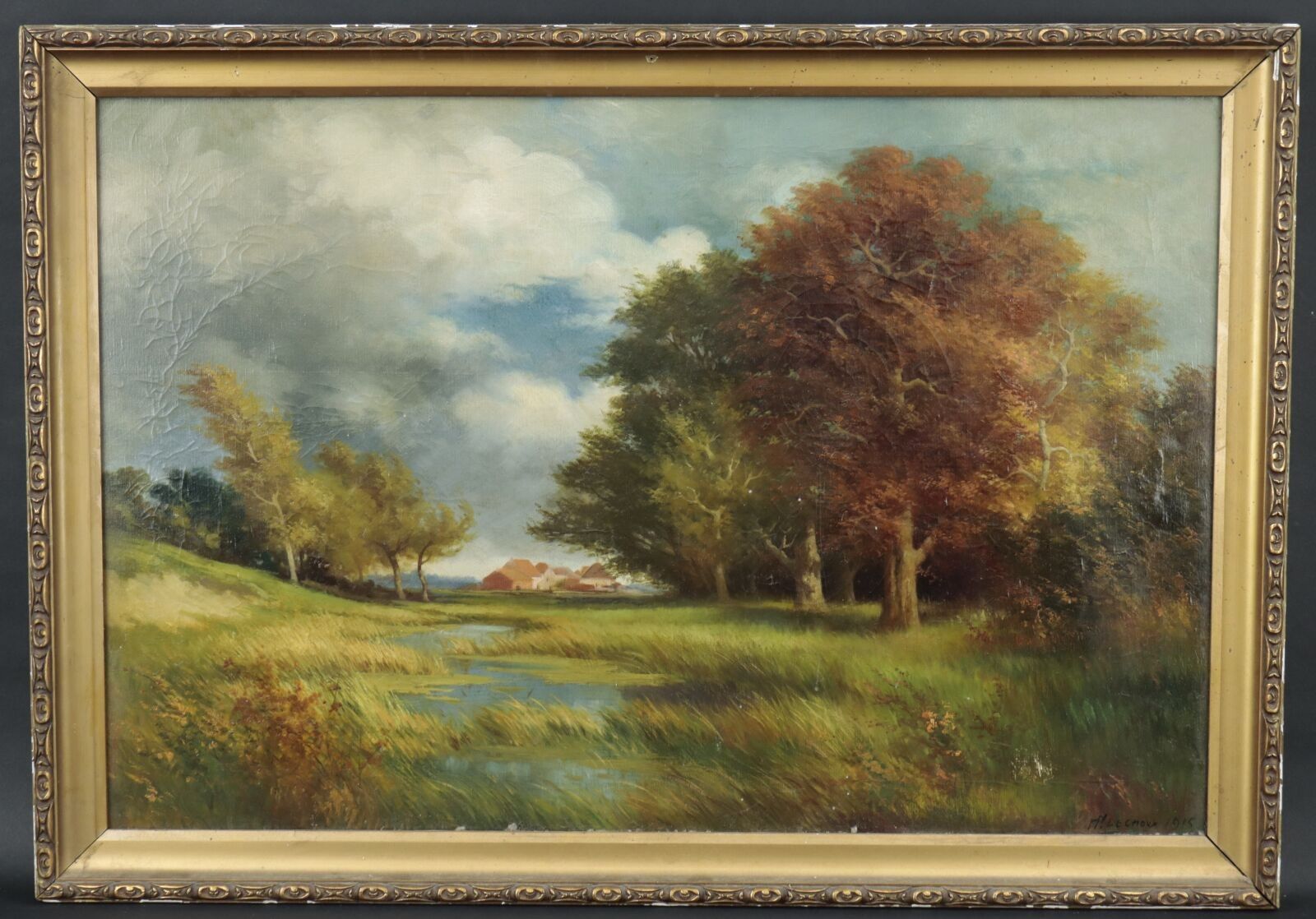M. LECHOUX "Paysage de campagne en automne", huile sur toile…