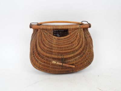 vintage wicker purse with bamboo handle